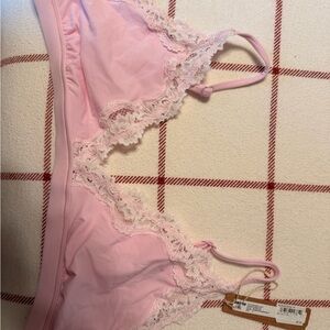 Skims Pink Lace Trim Bralette